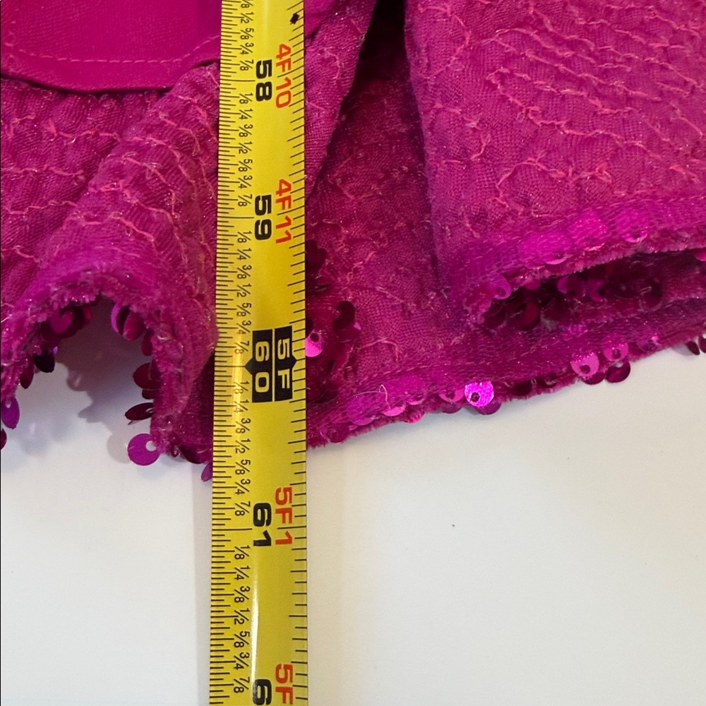 NWT Sherri Hill Fuchsia Sequins Gown Size 0 One Shoulder High Slit - Picture 11 of 15